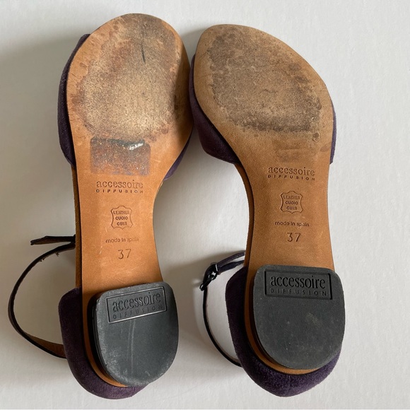 Purple Leather Rosette Open-Toe Shoes 💜 Made in Spain - Picture 3 of 7